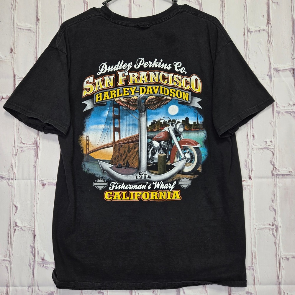 Harley-Davidson T-Shirt Black San Francisco Fisherman's Wharf Graphic Mens M